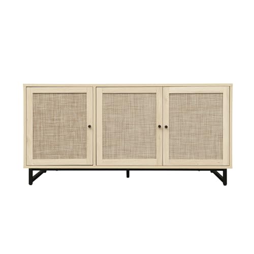 Rattan Sideboard Cabinet with 3 Doors & Metal Legs K671970