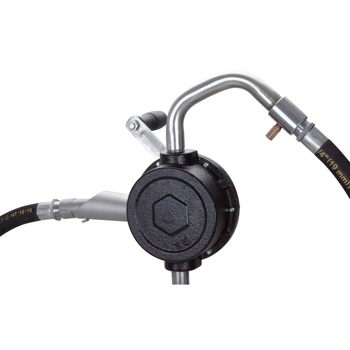 10 GPM Rotary Vane Manual Fuel Transfer Pump with 8-Ft Anti-Static Hose, Non-Sparking Nozzle, Holder, Vacuum Breaker & Flame Arrestor T711