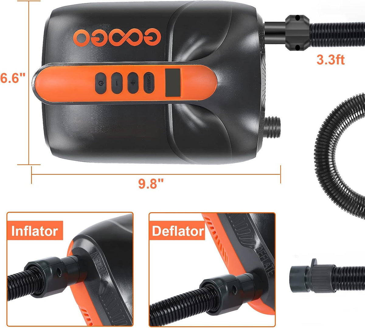 20PSI Portable Electric Paddle Board Pump with LCD Auto-Off, 6 Nozzles J869520
