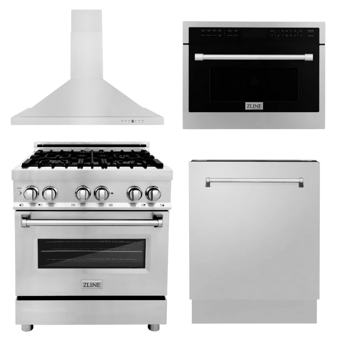 30 in. Gas Range, Range Hood, Microwave Oven, Dishwasher T568