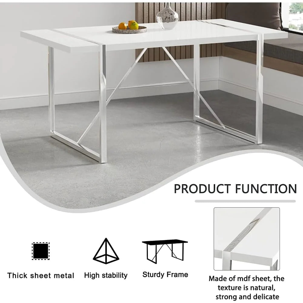 White Rectangle MDF Dining Table U195