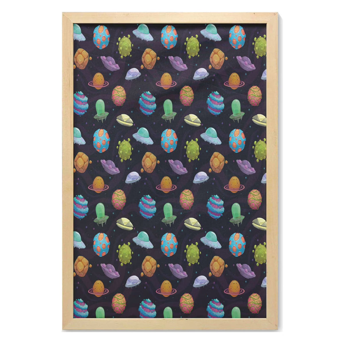 23" x 35" Multicolor Printed Fabric Space Wall Art with Frame V9744