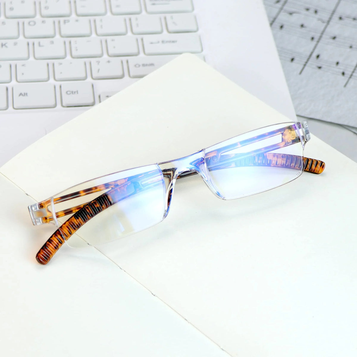 5 Pairs Blue Light Blocking Square Reading Glasses, +4.00 Magnification R90414