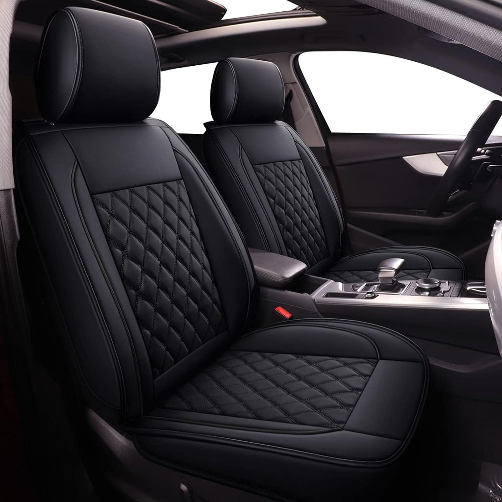 Black Waterproof Leather Car Seat Covers Full Set N4052