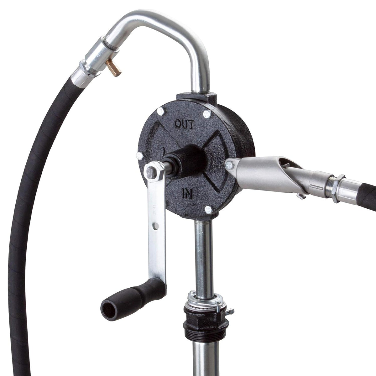 10 GPM Rotary Vane Manual Fuel Transfer Pump with 8-Ft Anti-Static Hose, Non-Sparking Nozzle, Holder, Vacuum Breaker & Flame Arrestor T711