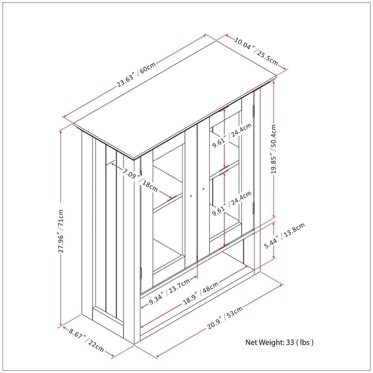 Pure White Double Door Wall Bath Cabinet R3454
