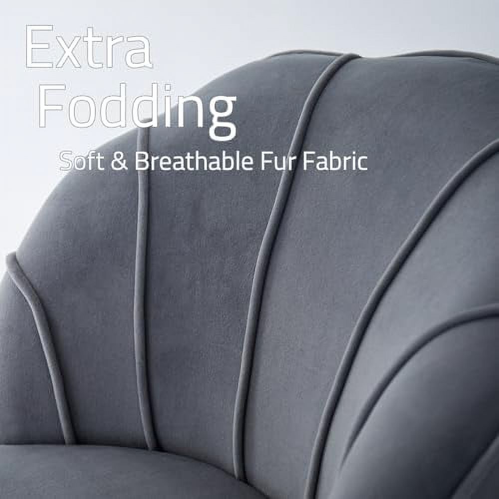 Beige Velvet Wingback Accent Chair with Ottoman F17942