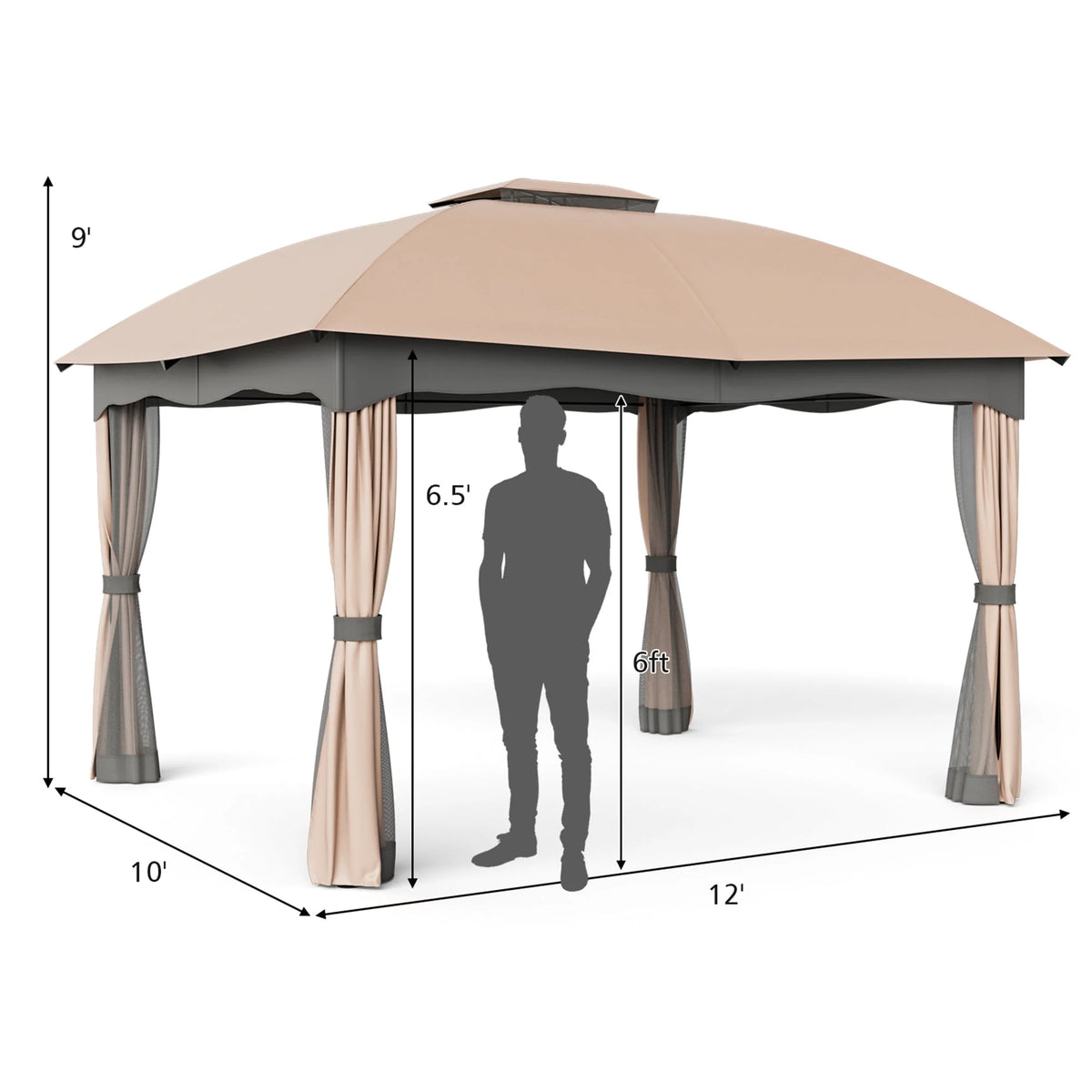 12' x 10' Heavy Duty Steel Gazebo Q6354