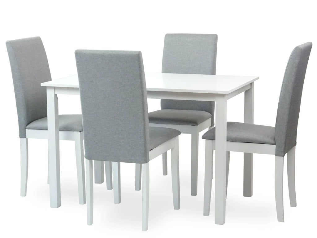 5 Pc Dining Table and 4 Side Chairs Solid Wood White K1940