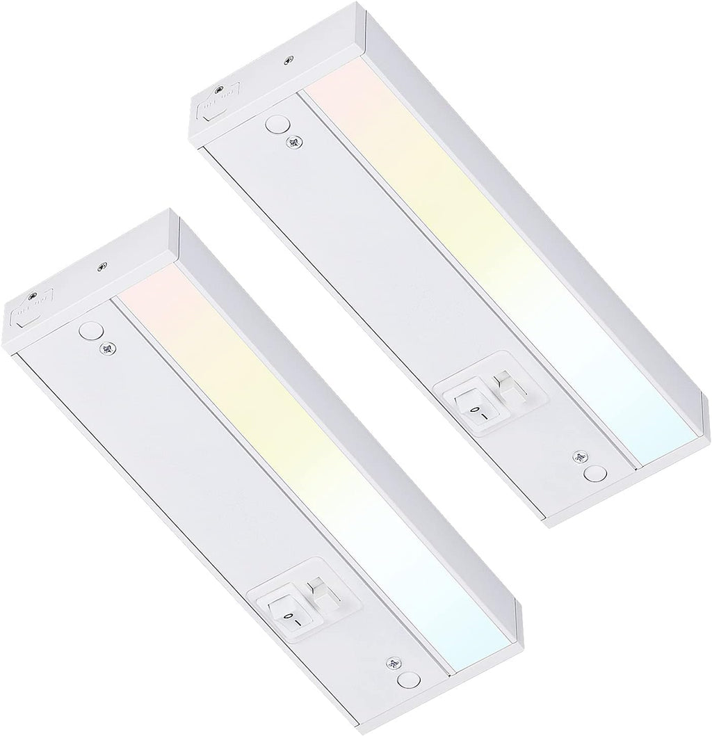 LED Under Cabinet Light, 8 Inch, 6W, Dimmable, 3 Color Selectable, White Finish, Pack of 2 F782652