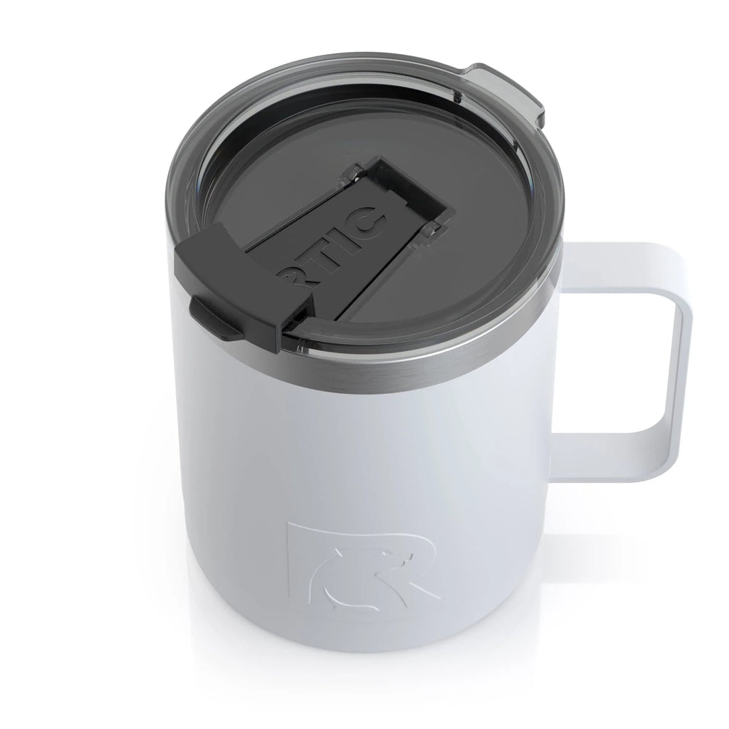 White 12oz Stainless Steel Insulated Coffee Mug with Handle and Lid G59512