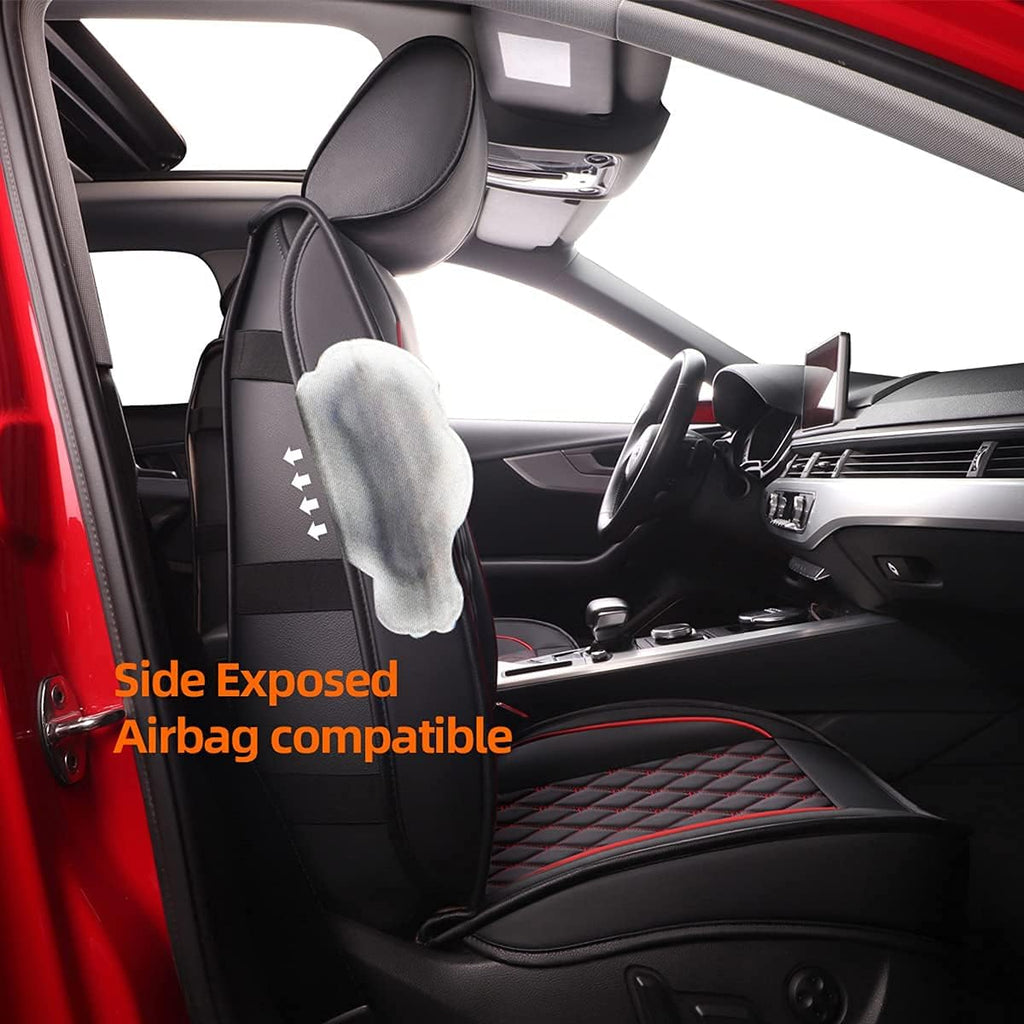 Black Waterproof Leather Car Seat Covers Full Set N4052