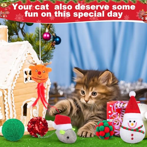 11 Pc Christmas Cat Toys Variety Pack with Cat Teasers W21232
