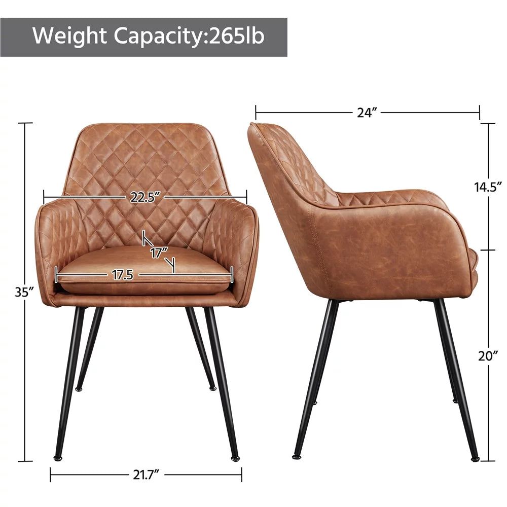 Set of 2 Tufted Dining Chairs with Backrest Armrest I12659