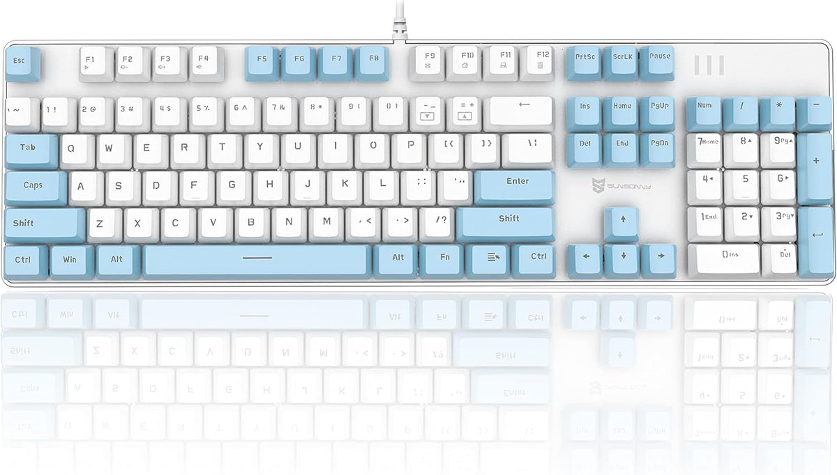104 Keys Wired USB Mechanical Gaming Keyboard with Blue LED Backlit F935988