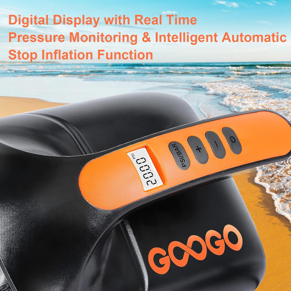 20PSI Portable Electric Paddle Board Pump with LCD Auto-Off, 6 Nozzles J869520