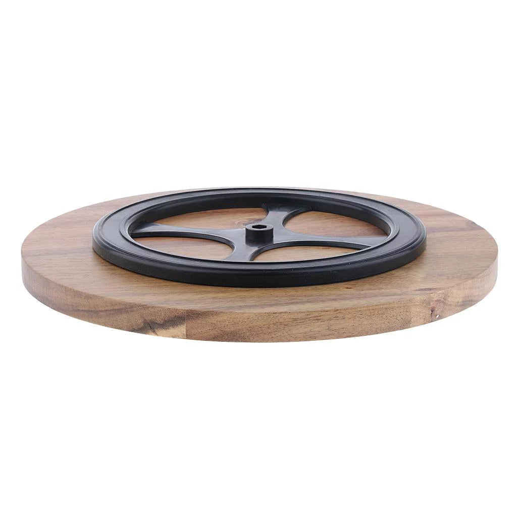Wooden Rotating Cake Plate with Glass Lid F429