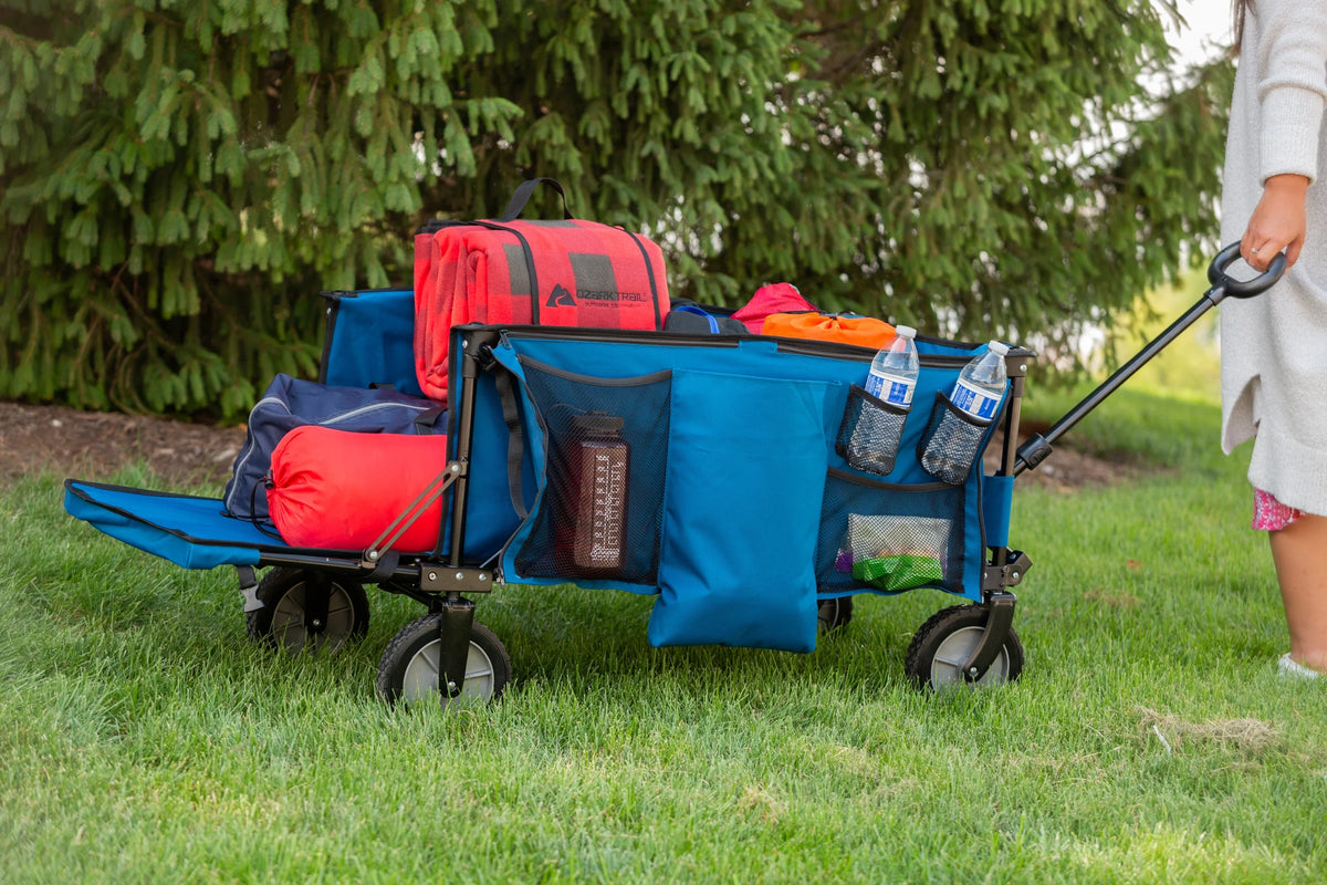 Quad Folding Camp Wagon with Tailgate, Blue K6437