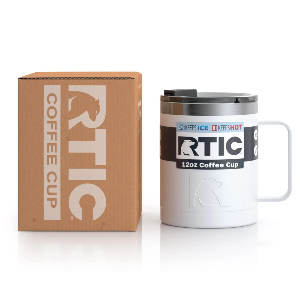 White 12oz Stainless Steel Insulated Coffee Mug with Handle and Lid G59512