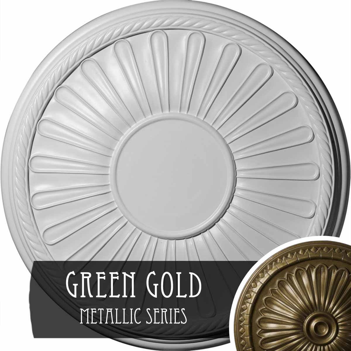 Green Gold Hand-Painted Ceiling Medallion C3748