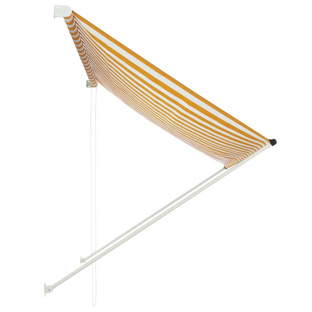Yellow and White Retractable Awning F442811