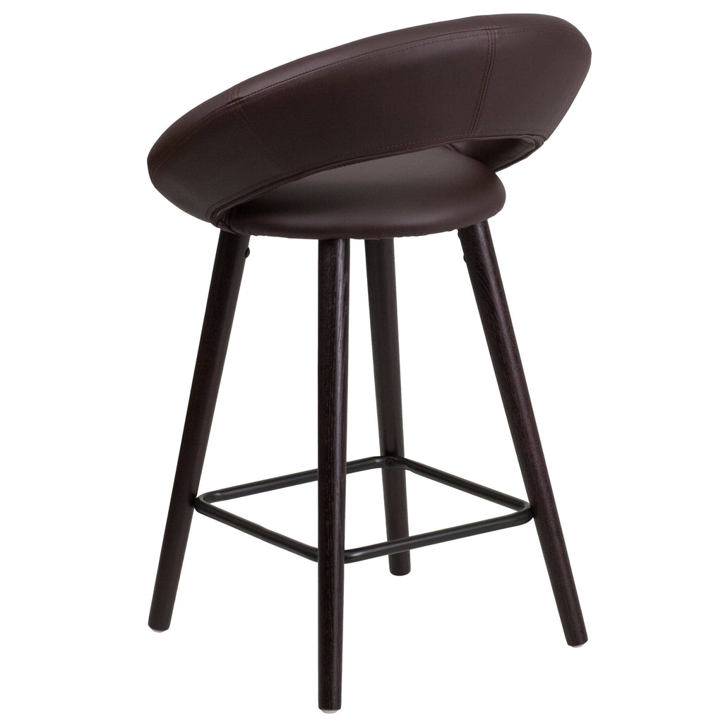 Brown Counter Stool with Wood Base (1 Stool) C66407