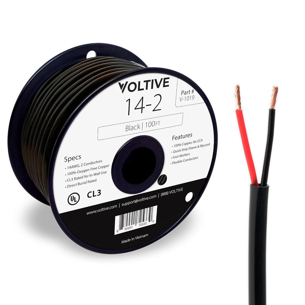 14 AWG 2 Conductor Oxygen-Free Copper Speaker Wire - 250 Foot White D19828