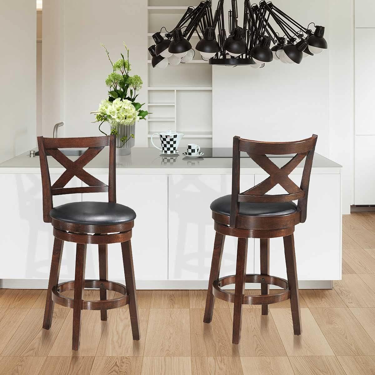 24 Inch Seat Height Cappuccino Bar Stool Set of 2 R8422