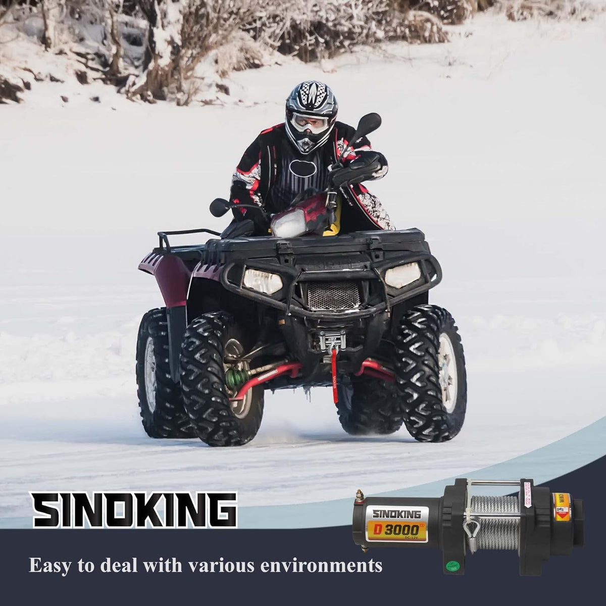 12VDC 3000LB UTV ATV Winch with Steel Cable Electric Winch Kit with Wireless Remote Control J64050