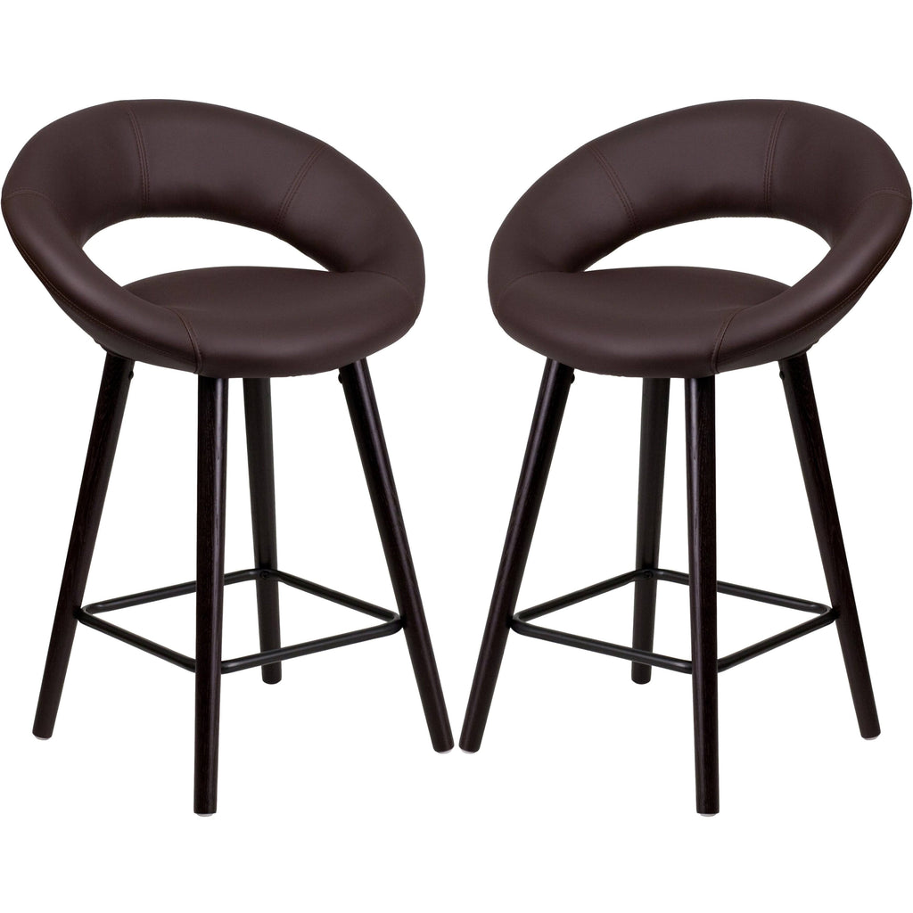 Brown Counter Stool with Wood Base (1 Stool) C66407