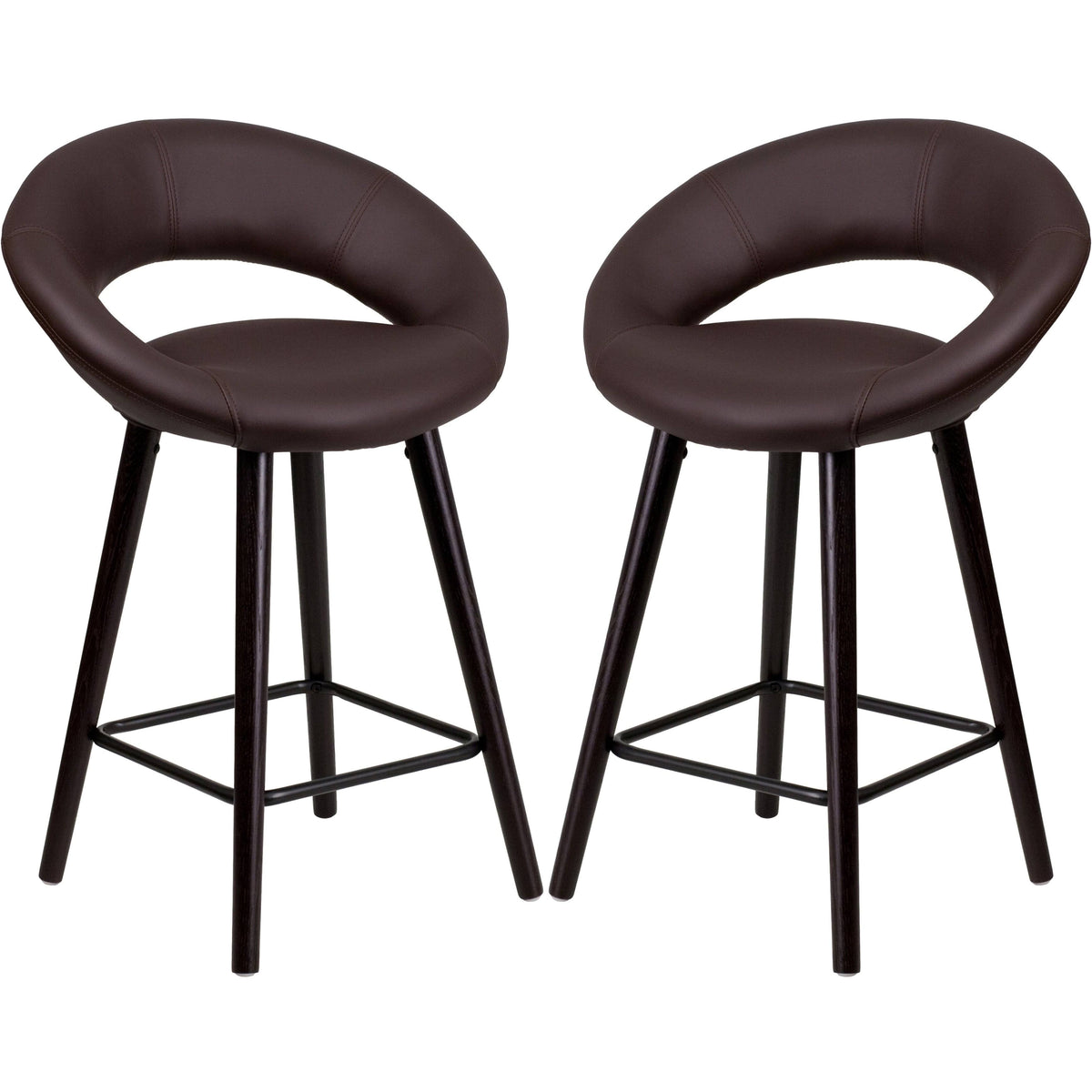 Brown Counter Stool with Wood Base (1 Stool) C66407