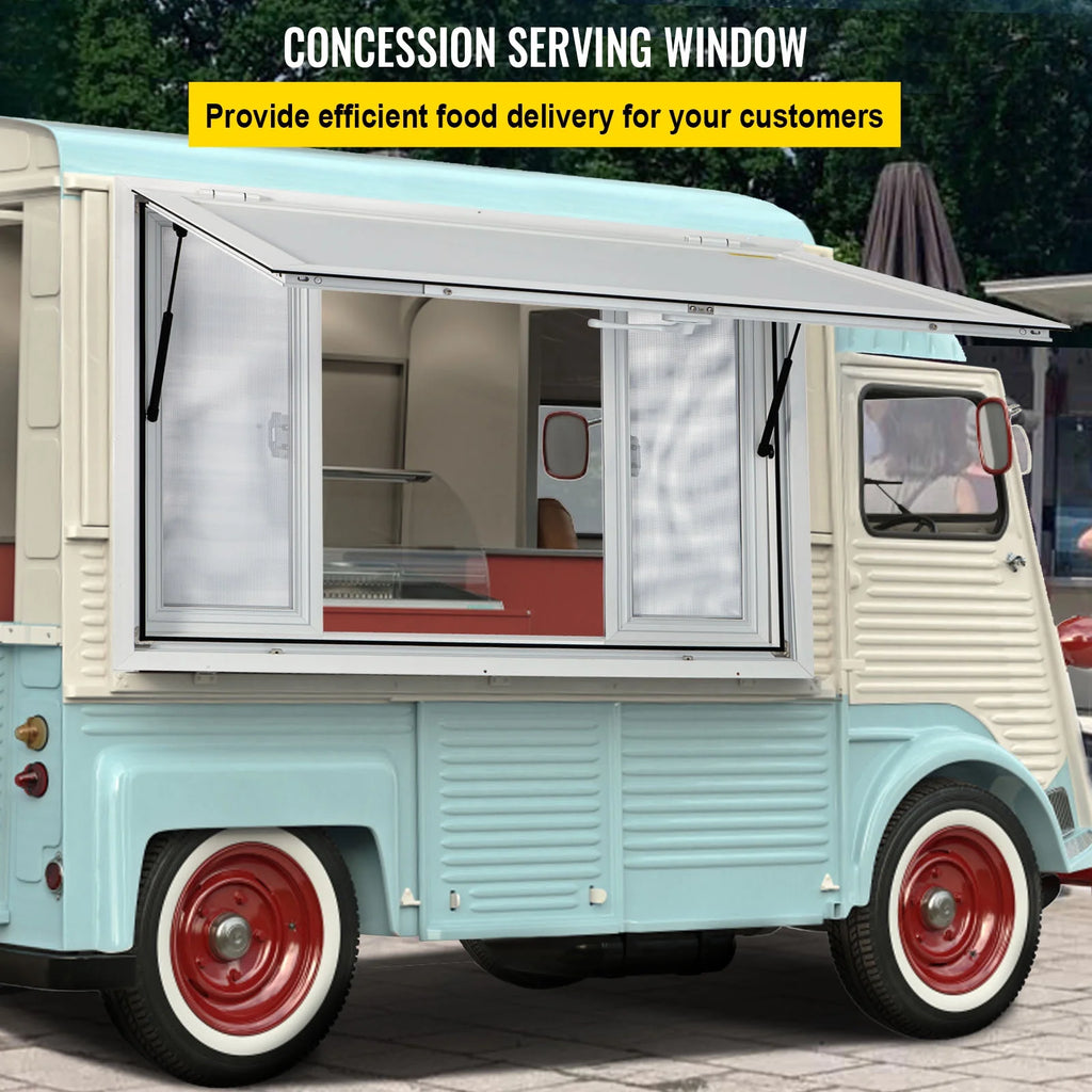 60 x 36 inches Aluminum Food Truck Service Window with 4 Horizontal Sliding Screens I75855