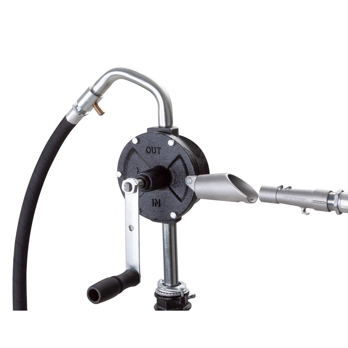10 GPM Rotary Vane Manual Fuel Transfer Pump with 8-Ft Anti-Static Hose, Non-Sparking Nozzle, Holder, Vacuum Breaker & Flame Arrestor T711