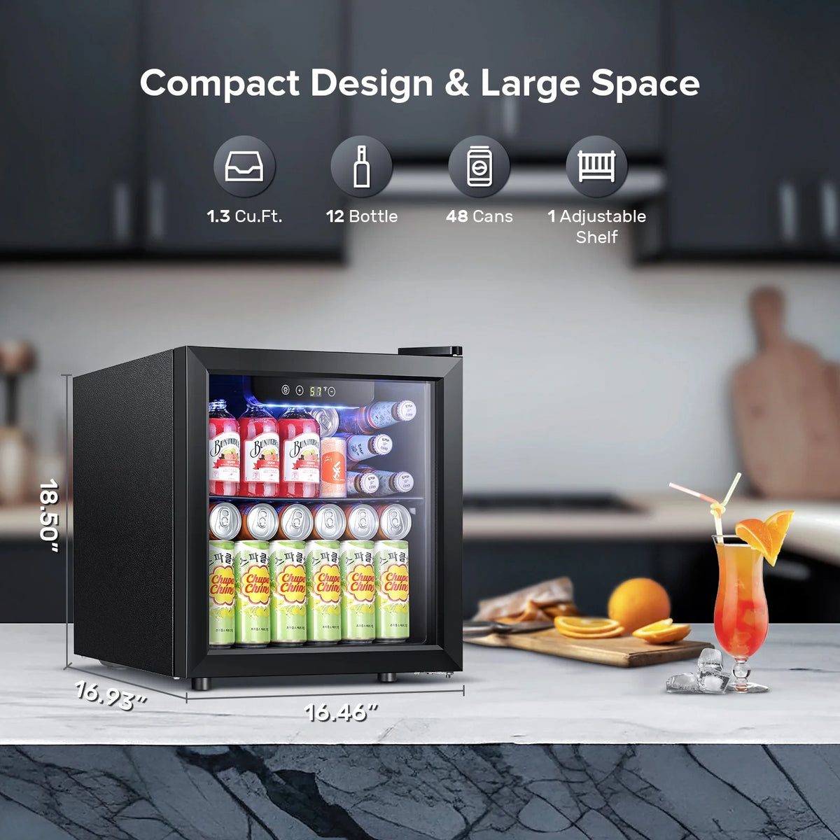 1.3 Cu.ft Beverage Cooler with Transparent Glass Door Z759