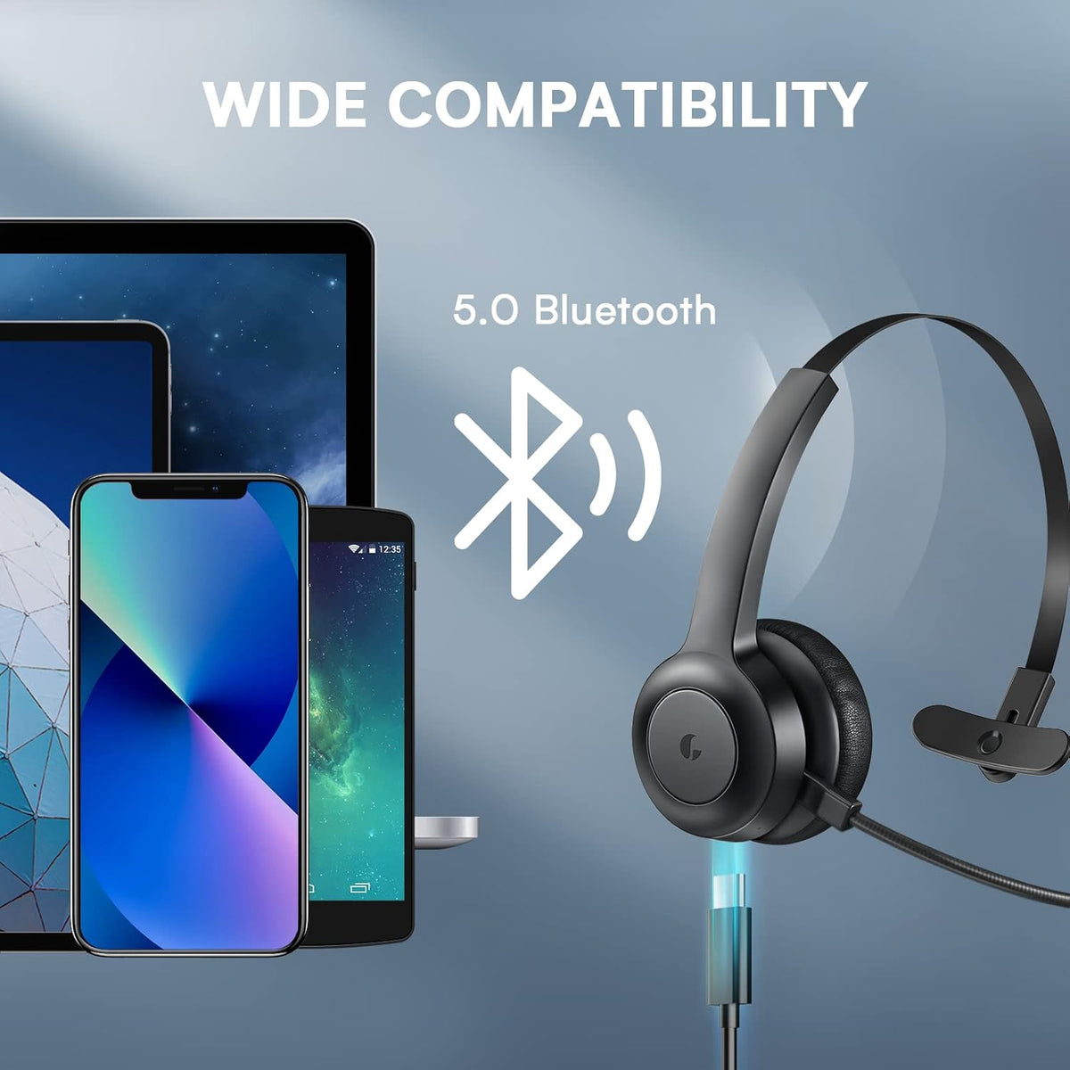 Wireless Bluetooth Headset with Microphone, AI Noise Cancelling, 35 Hrs Talk Time, Pack of 2 N5917