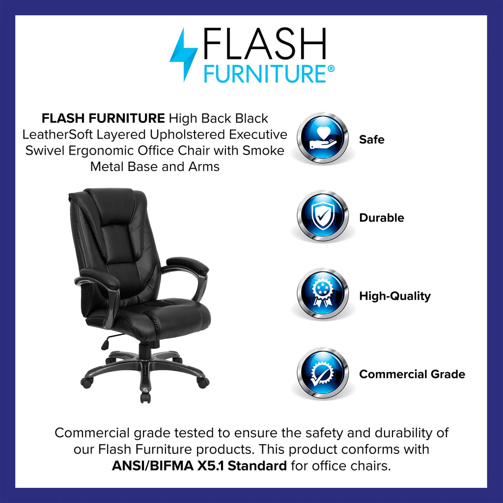 Black LeatherSoft High Back Ergonomic Office Chair L474100