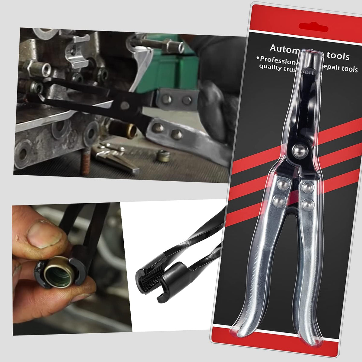 3PCS Valve Replacement Tools Set with Valve Spring Tool, Valve Holder Hose and Valve Stem Seal Pliers F40277