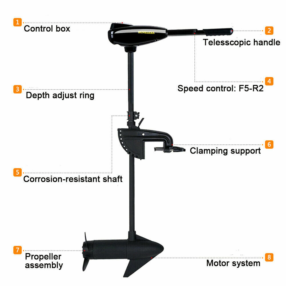 12V 45LBS Thrust Electric Outboard Trolling Motor Boat Engine L41543