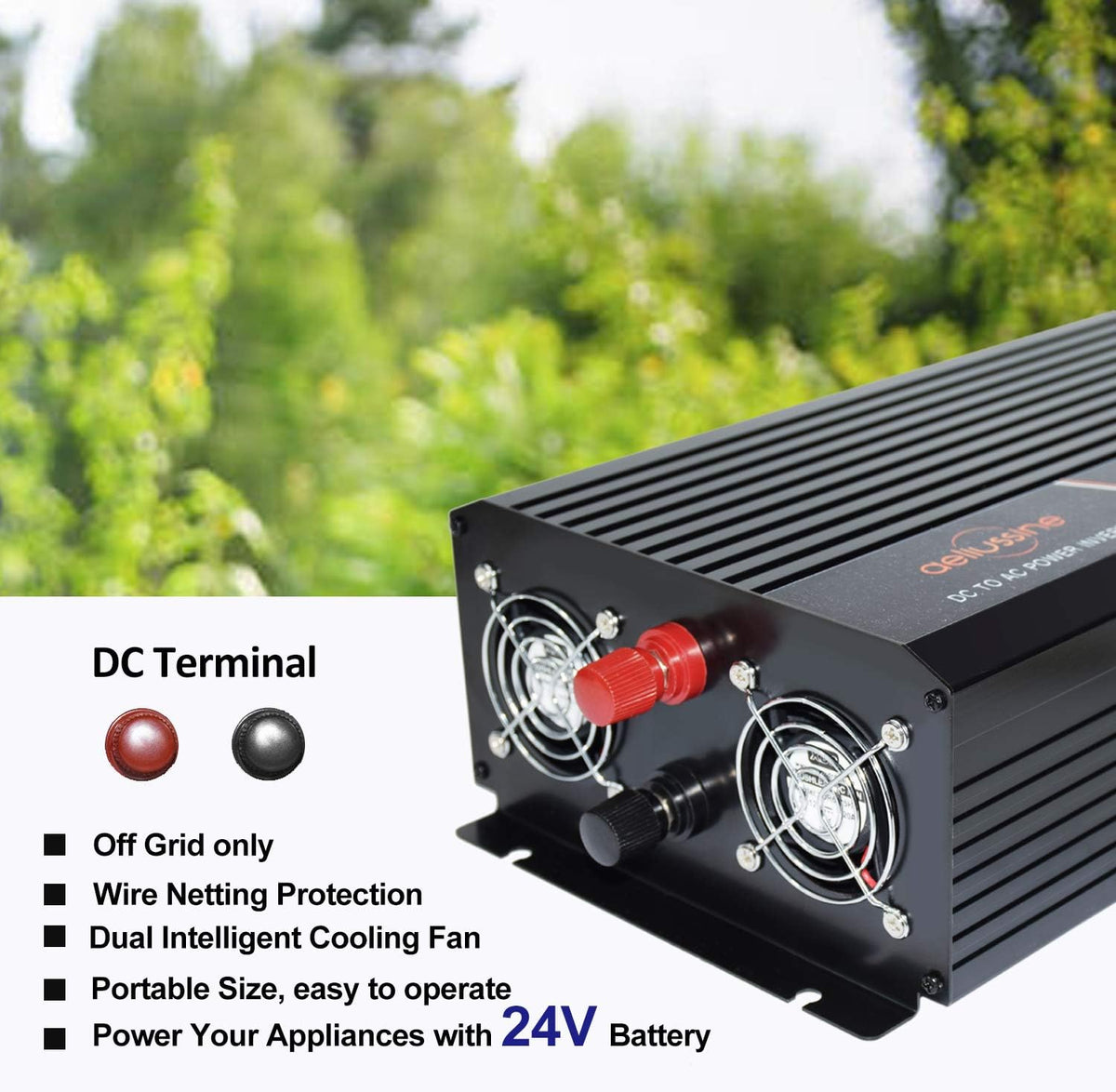 1500w Pure Sine Wave Power Inverter 24 Volt DC to AC 110v 120v Car Power Inverter G775650