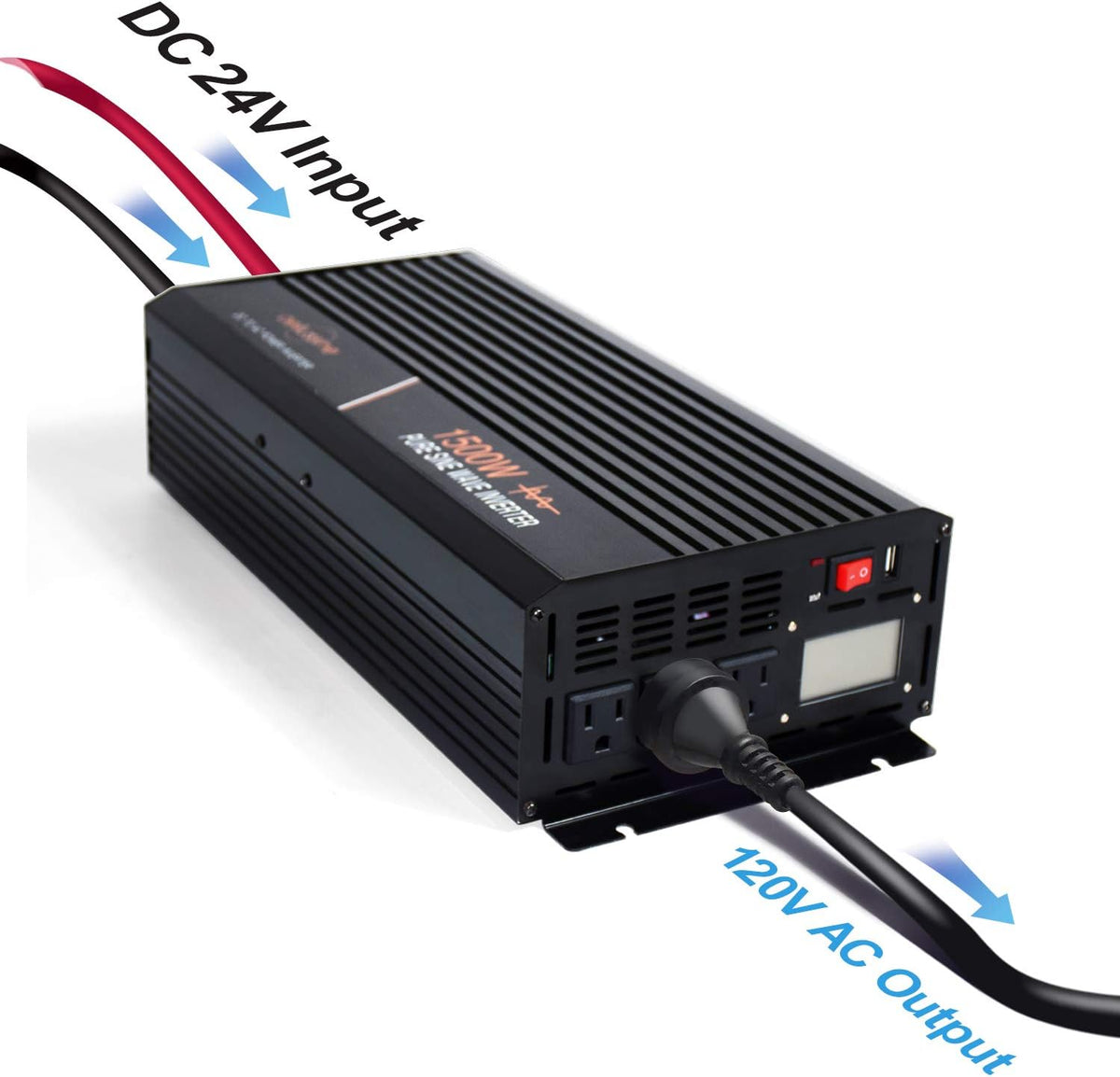 1500w Pure Sine Wave Power Inverter 24 Volt DC to AC 110v 120v Car Power Inverter G775650