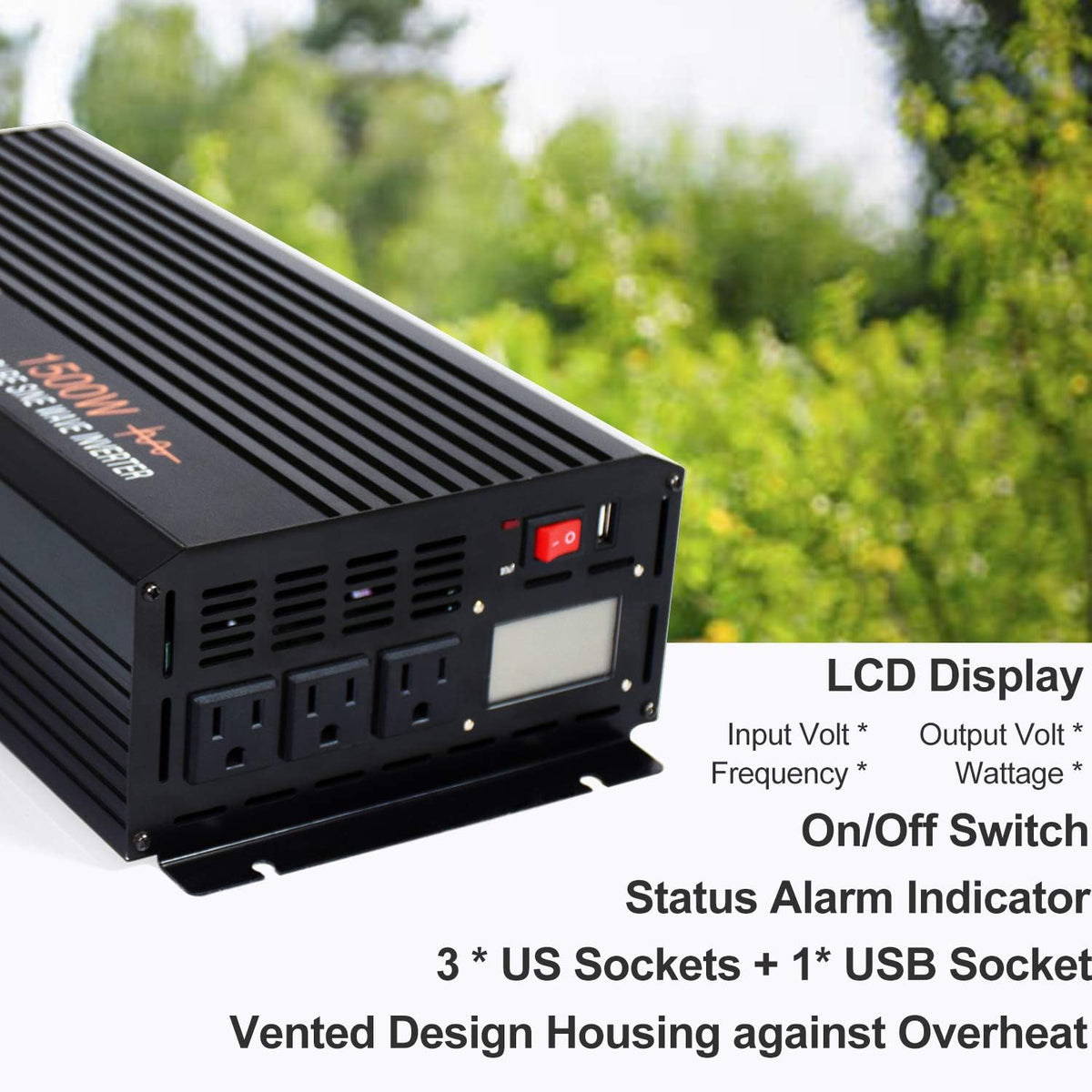 1500w Pure Sine Wave Power Inverter 24 Volt DC to AC 110v 120v Car Power Inverter G775650